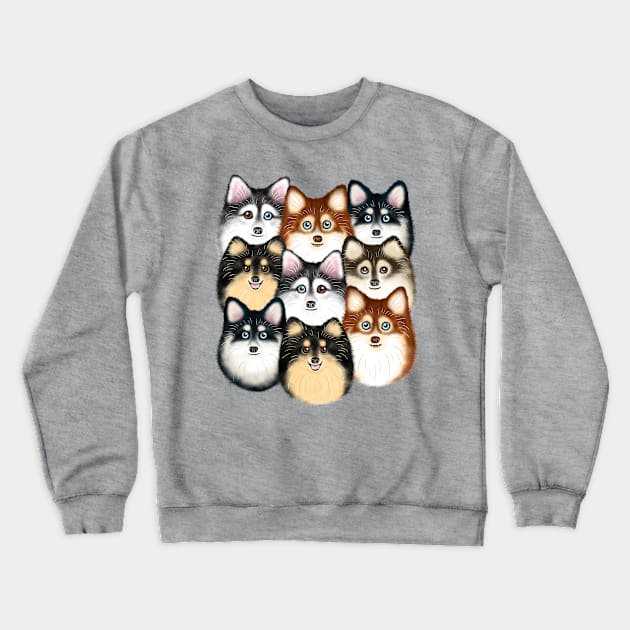 Cute Pomsky Dogs Crewneck Sweatshirt by illucalliart